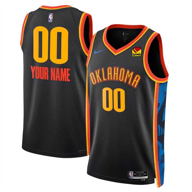 Mens Oklahoma City Thunder Active Player Custom Black 2024-25 City Edition Stitched Basketball Jersey